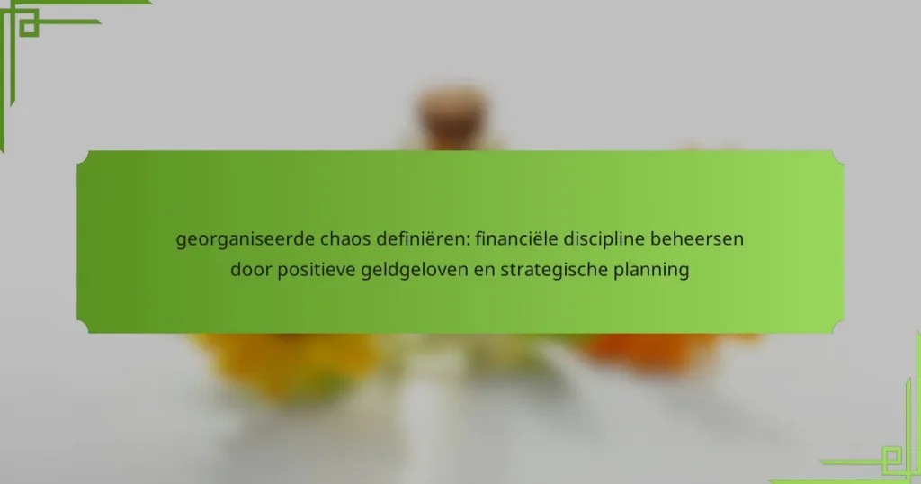 georganiseerde chaos definiëren: financiële discipline beheersen door positieve geldgeloven en strategische planning