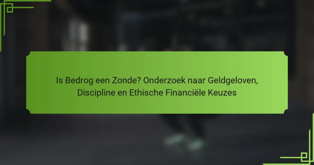 Is Bedrog een Zonde? Onderzoek naar Geldgeloven, Discipline en Ethische Financiële Keuzes