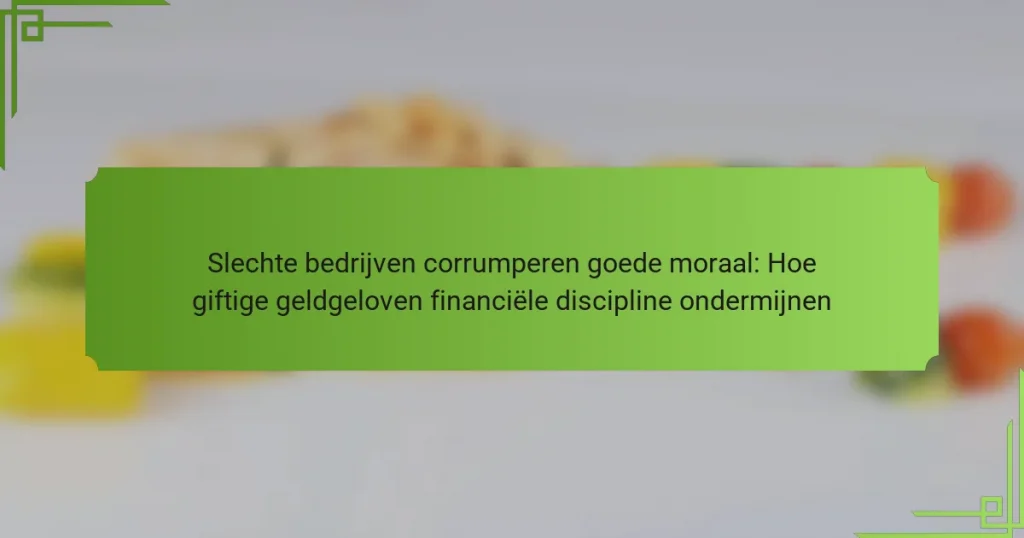 Slechte bedrijven corrumperen goede moraal: Hoe giftige geldgeloven financiële discipline ondermijnen
