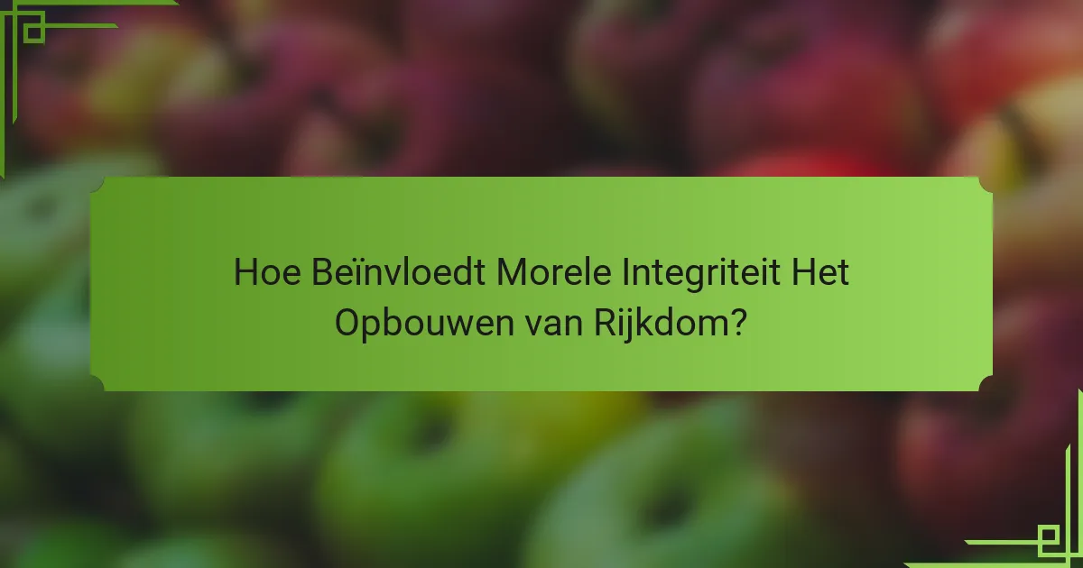 Hoe Beïnvloedt Morele Integriteit Het Opbouwen van Rijkdom?