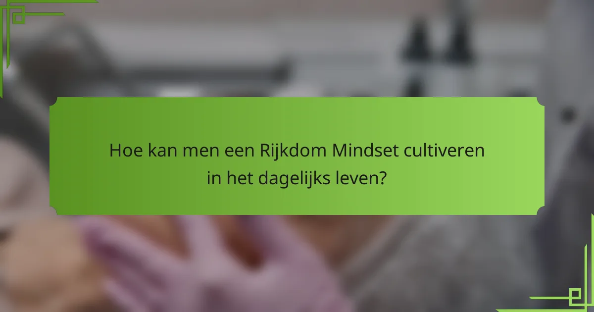 Hoe kan men een Rijkdom Mindset cultiveren in het dagelijks leven?