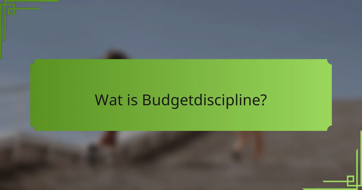 Wat is Budgetdiscipline?