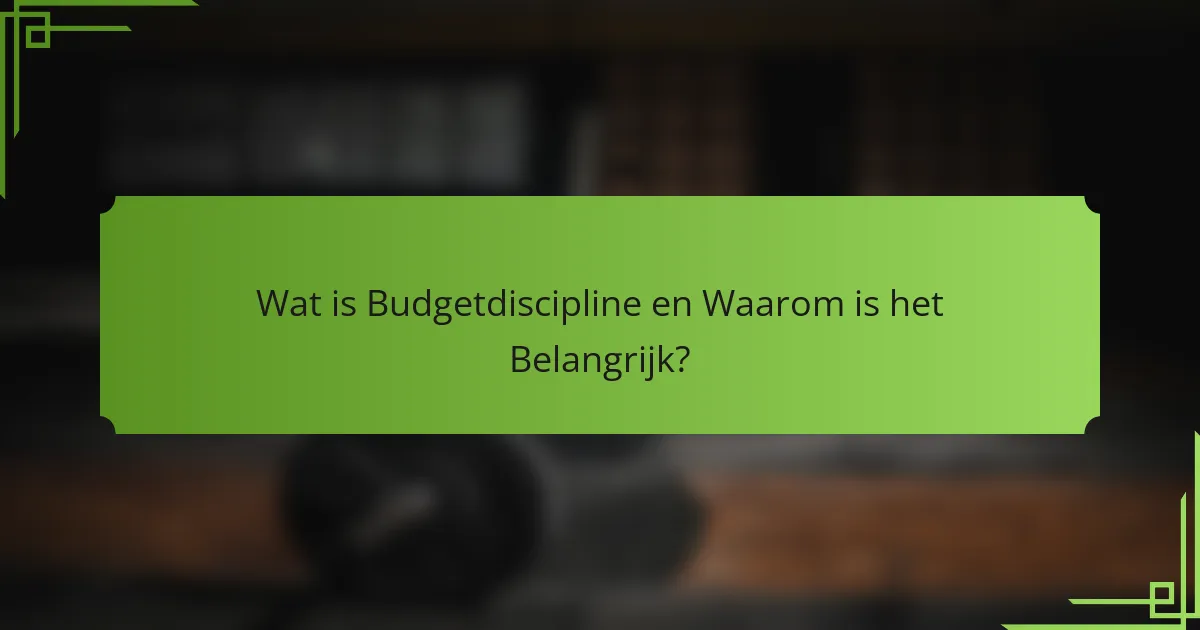 Wat is Budgetdiscipline en Waarom is het Belangrijk?