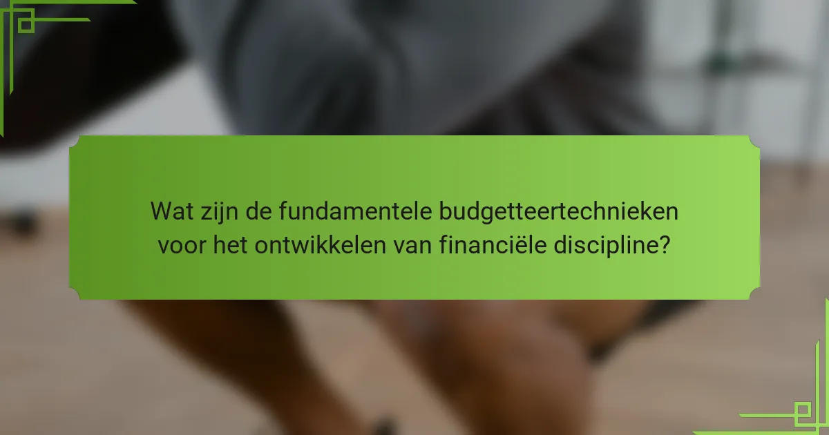 Wat zijn de fundamentele budgetteertechnieken voor het ontwikkelen van financiële discipline?