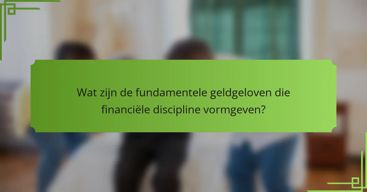 Wat zijn de fundamentele geldgeloven die financiële discipline vormgeven?