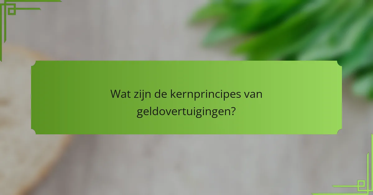 Wat zijn de kernprincipes van geldovertuigingen?