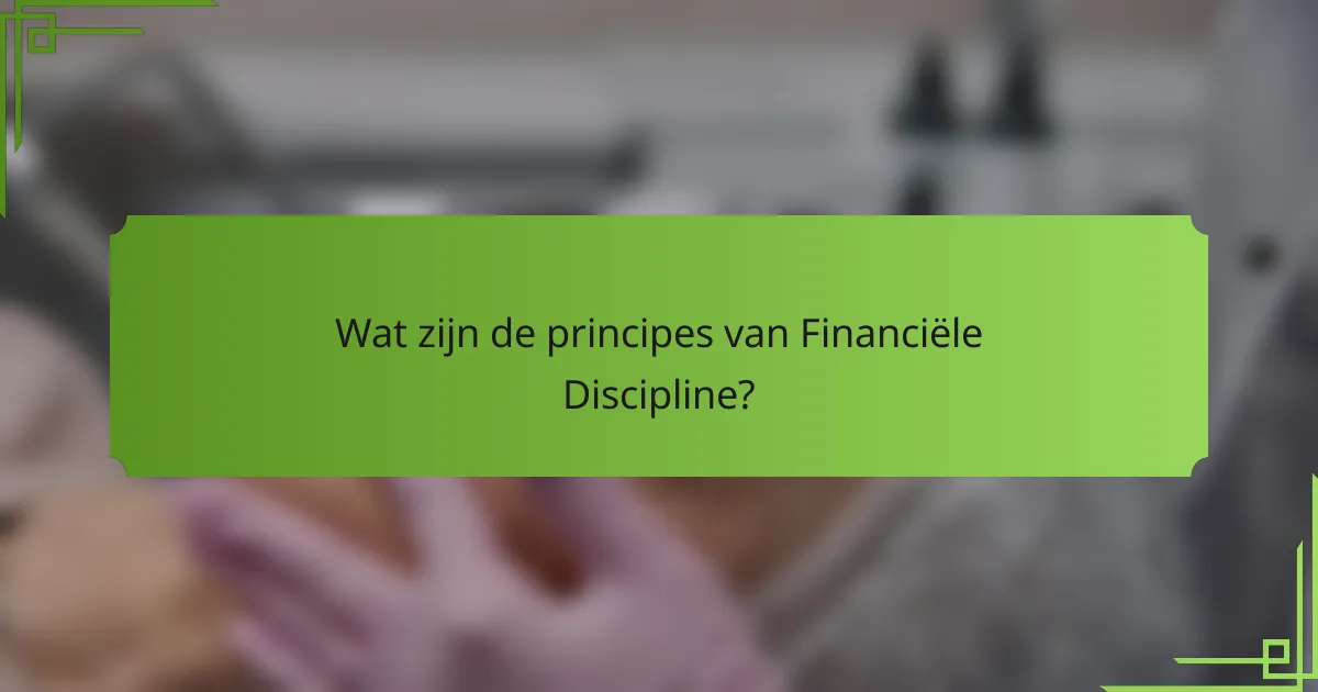 Wat zijn de principes van Financiële Discipline?