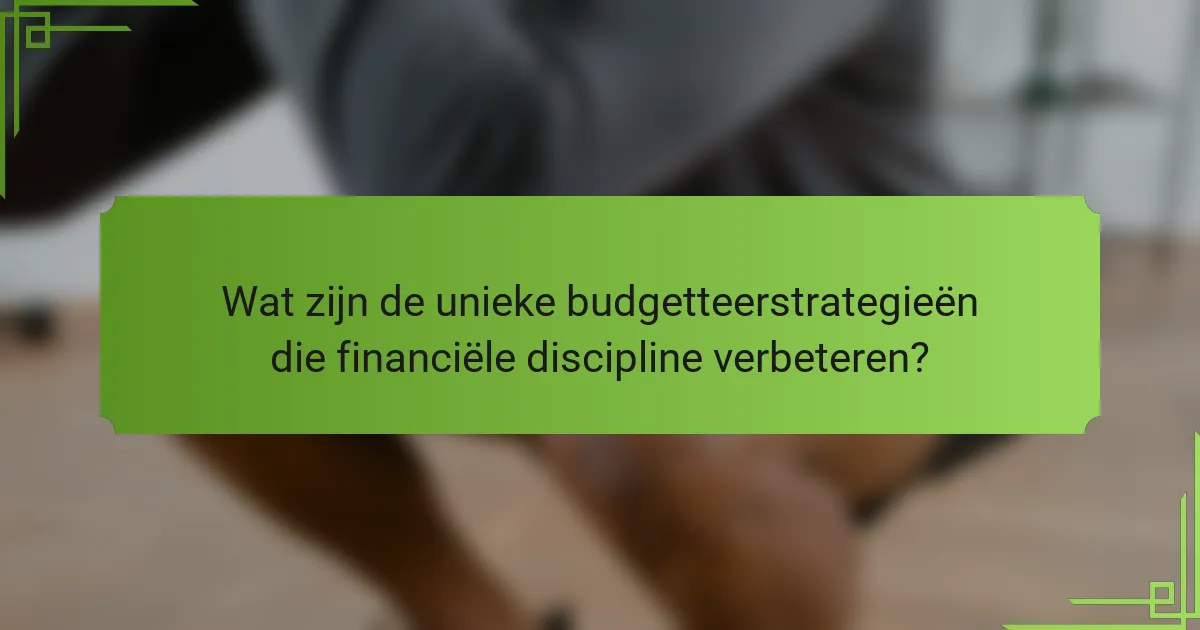 Wat zijn de unieke budgetteerstrategieën die financiële discipline verbeteren?