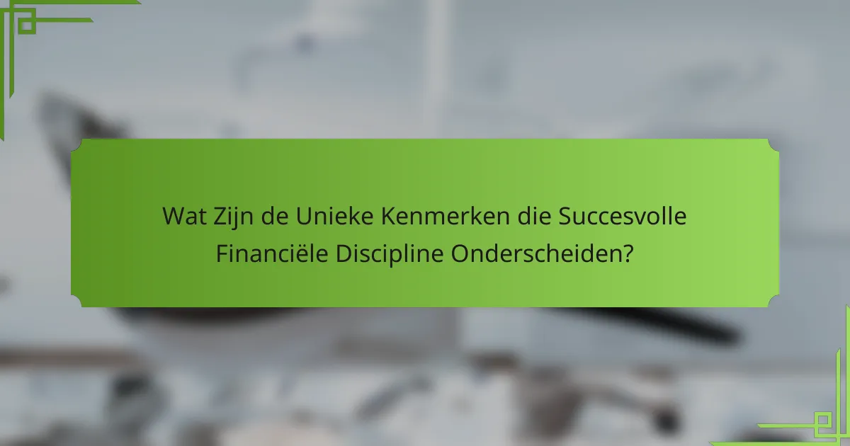 Wat Zijn de Unieke Kenmerken die Succesvolle Financiële Discipline Onderscheiden?