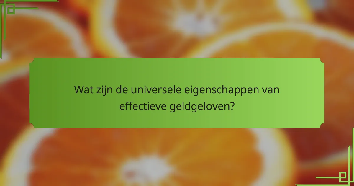 Wat zijn de universele eigenschappen van effectieve geldgeloven?