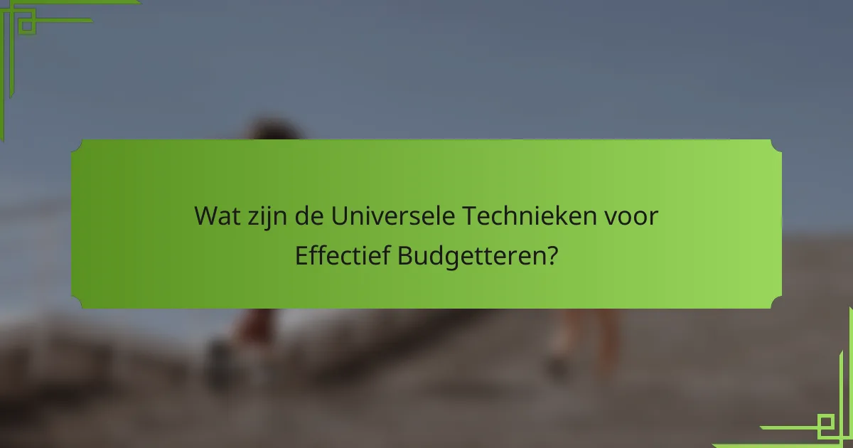 Wat zijn de Universele Technieken voor Effectief Budgetteren?