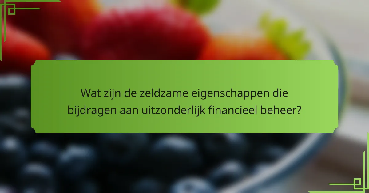 Wat zijn de zeldzame eigenschappen die bijdragen aan uitzonderlijk financieel beheer?
