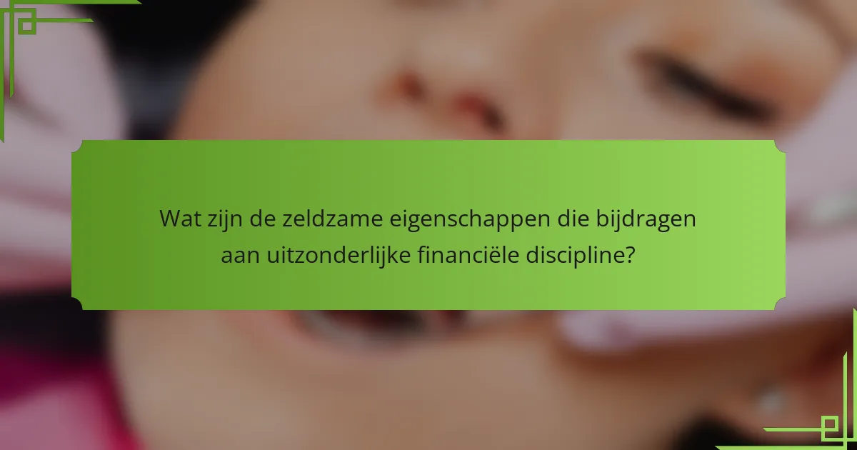 Wat zijn de zeldzame eigenschappen die bijdragen aan uitzonderlijke financiële discipline?