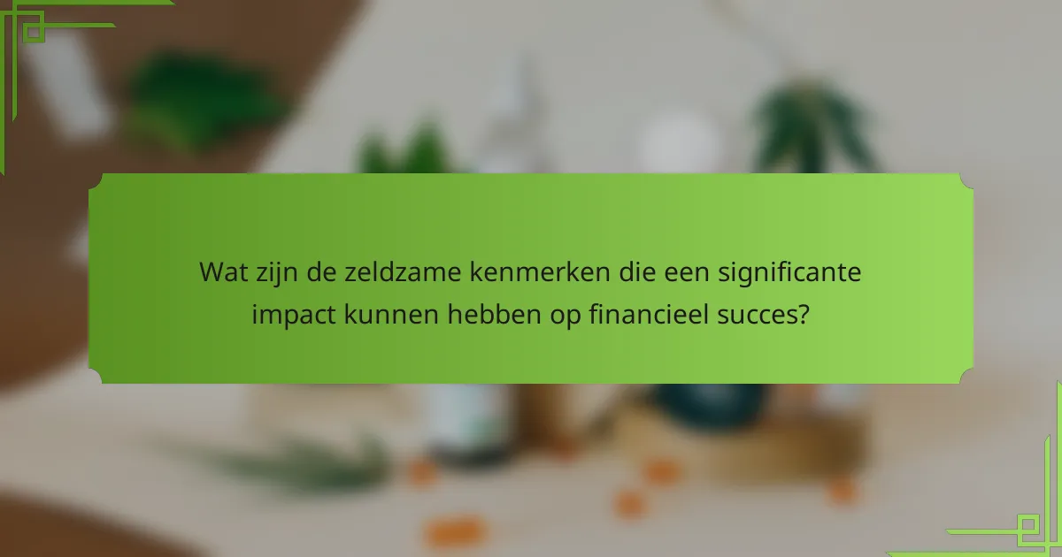 Wat zijn de zeldzame kenmerken die een significante impact kunnen hebben op financieel succes?