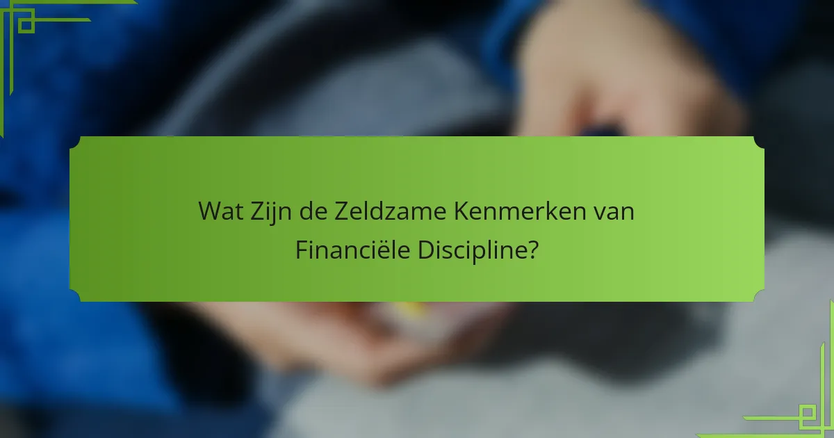 Wat Zijn de Zeldzame Kenmerken van Financiële Discipline?
