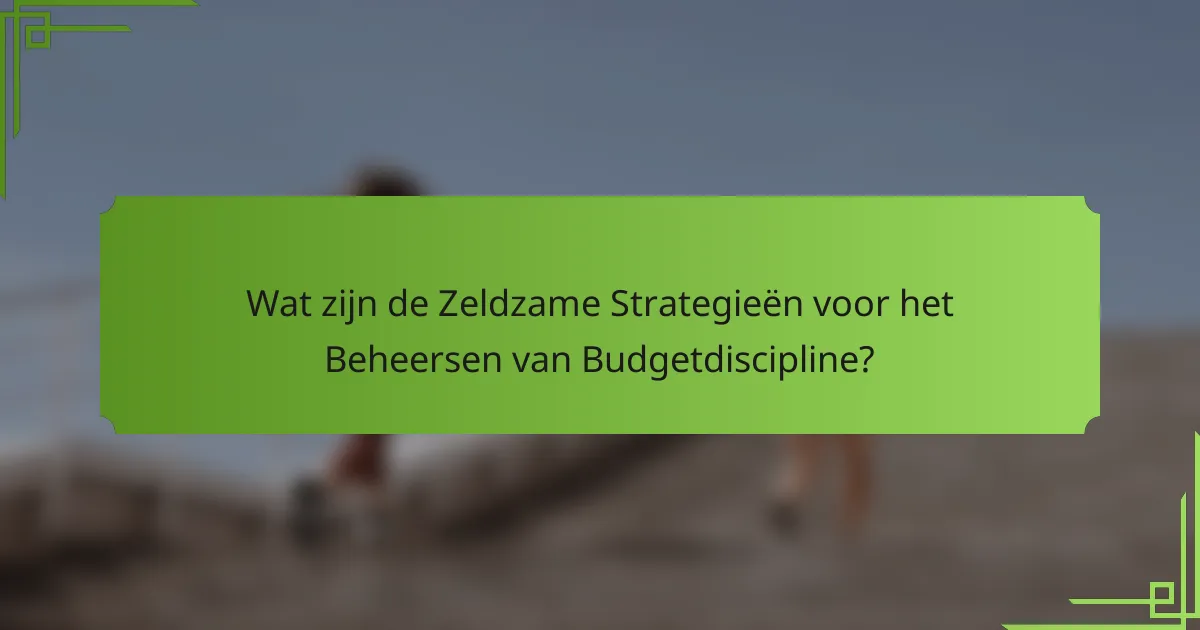 Wat zijn de Zeldzame Strategieën voor het Beheersen van Budgetdiscipline?