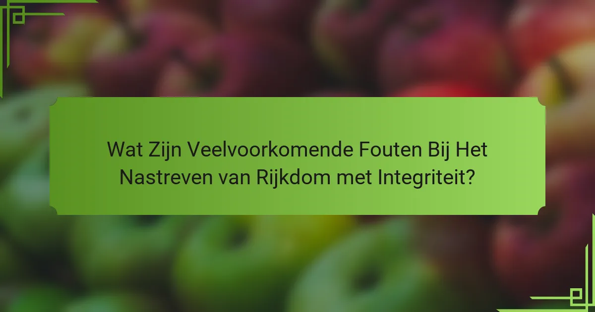Wat Zijn Veelvoorkomende Fouten Bij Het Nastreven van Rijkdom met Integriteit?