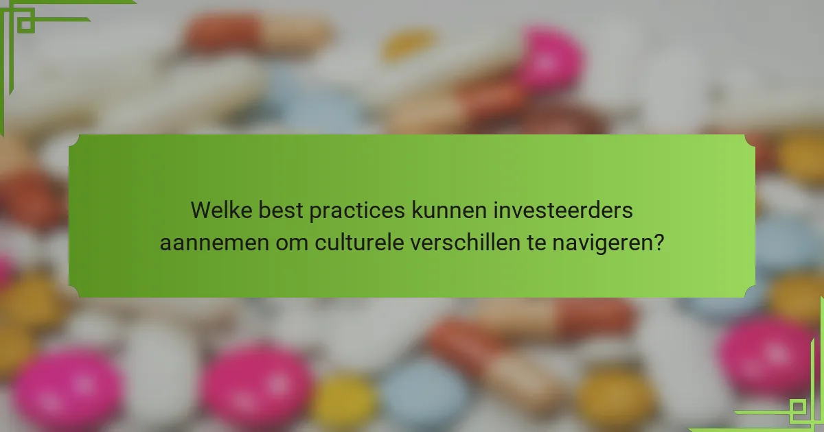 Welke best practices kunnen investeerders aannemen om culturele verschillen te navigeren?