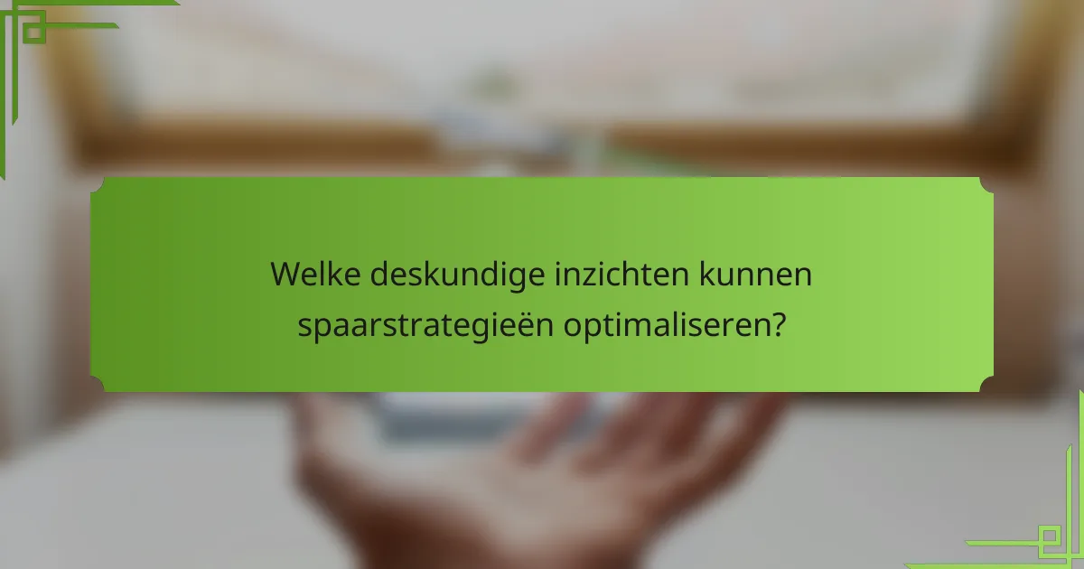 Welke deskundige inzichten kunnen spaarstrategieën optimaliseren?