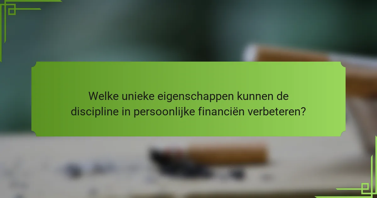 Welke unieke eigenschappen kunnen de discipline in persoonlijke financiën verbeteren?