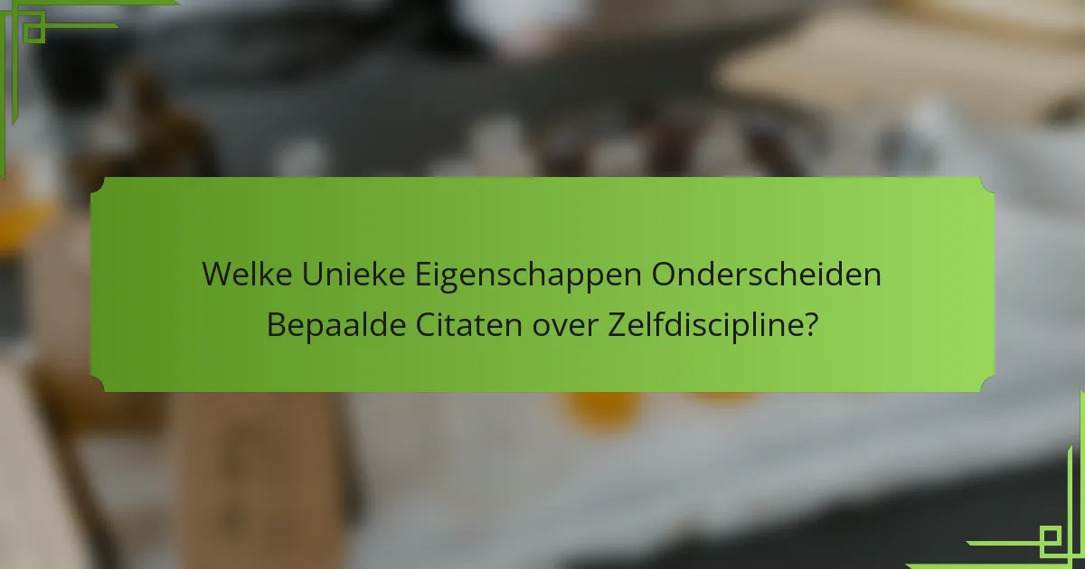 Welke Unieke Eigenschappen Onderscheiden Bepaalde Citaten over Zelfdiscipline?