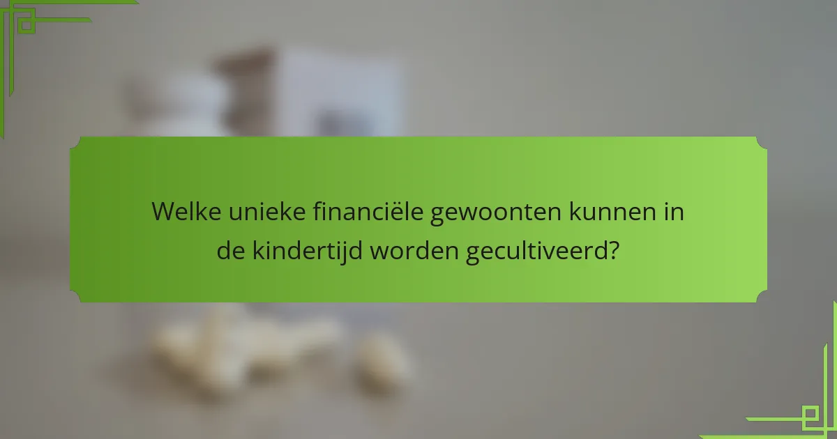 Welke unieke financiële gewoonten kunnen in de kindertijd worden gecultiveerd?
