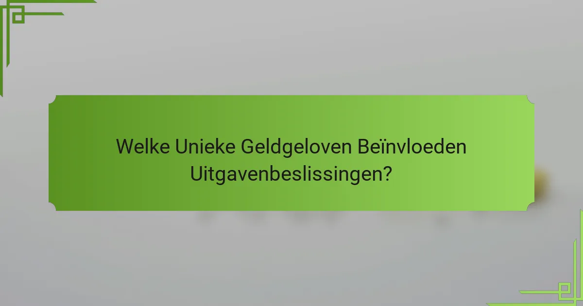 Welke Unieke Geldgeloven Beïnvloeden Uitgavenbeslissingen?