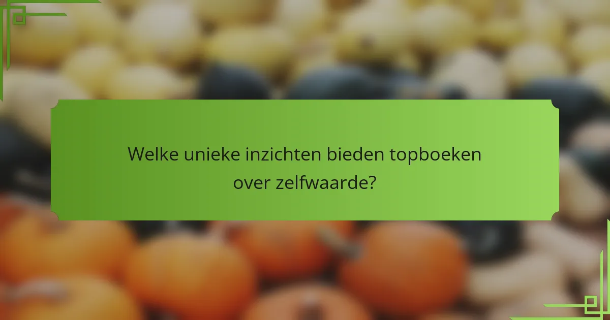 Welke unieke inzichten bieden topboeken over zelfwaarde?