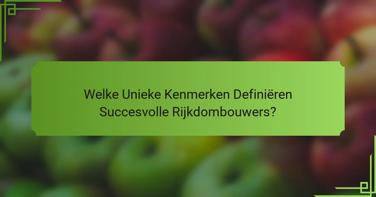 Welke Unieke Kenmerken Definiëren Succesvolle Rijkdombouwers?