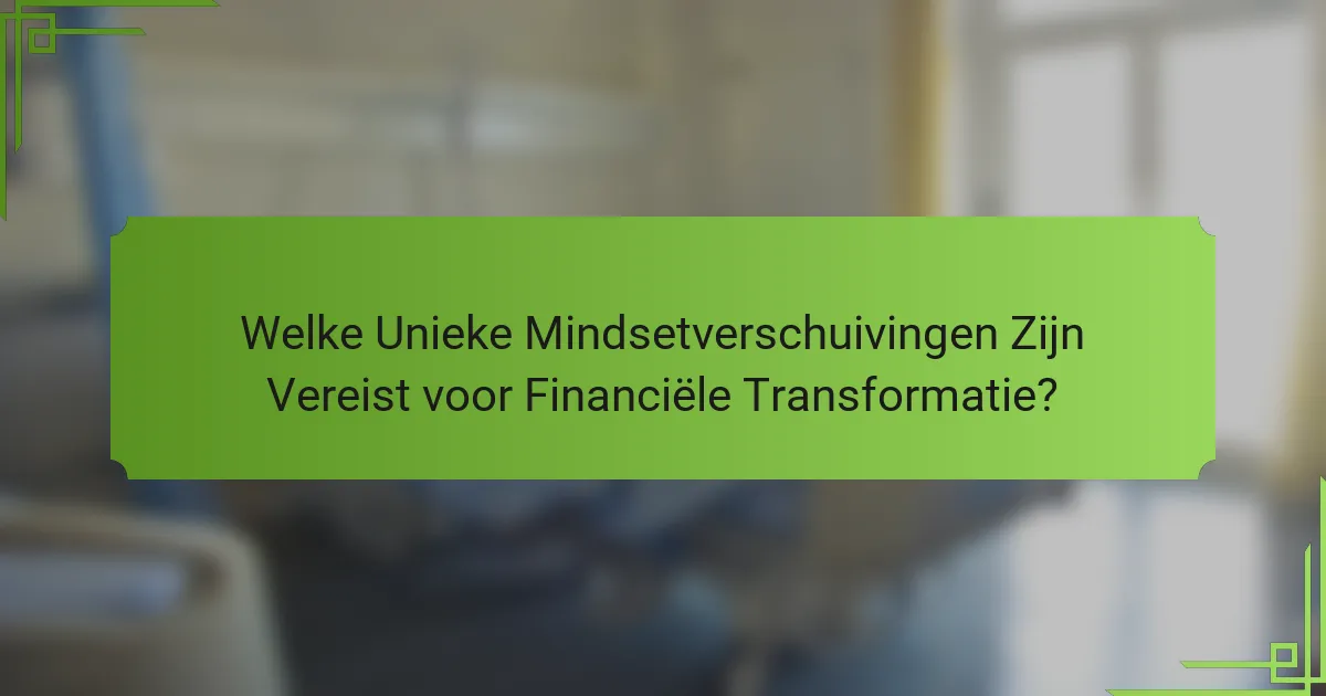 Welke Unieke Mindsetverschuivingen Zijn Vereist voor Financiële Transformatie?