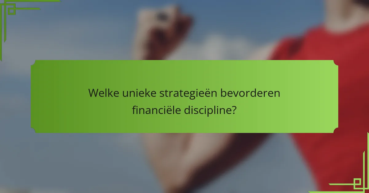 Welke unieke strategieën bevorderen financiële discipline?