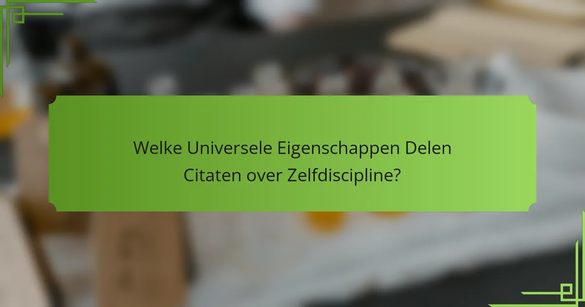 Welke Universele Eigenschappen Delen Citaten over Zelfdiscipline?