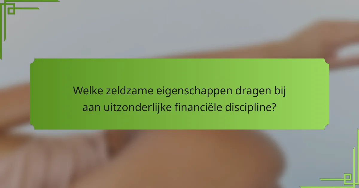 Welke zeldzame eigenschappen dragen bij aan uitzonderlijke financiële discipline?
