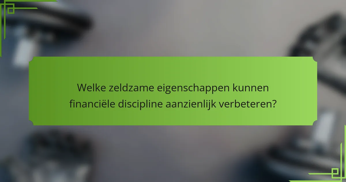 Welke zeldzame eigenschappen kunnen financiële discipline aanzienlijk verbeteren?