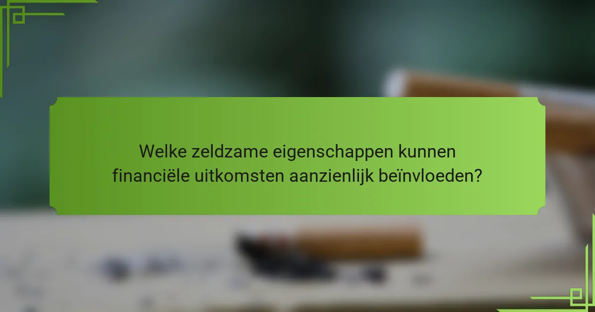 Welke zeldzame eigenschappen kunnen financiële uitkomsten aanzienlijk beïnvloeden?