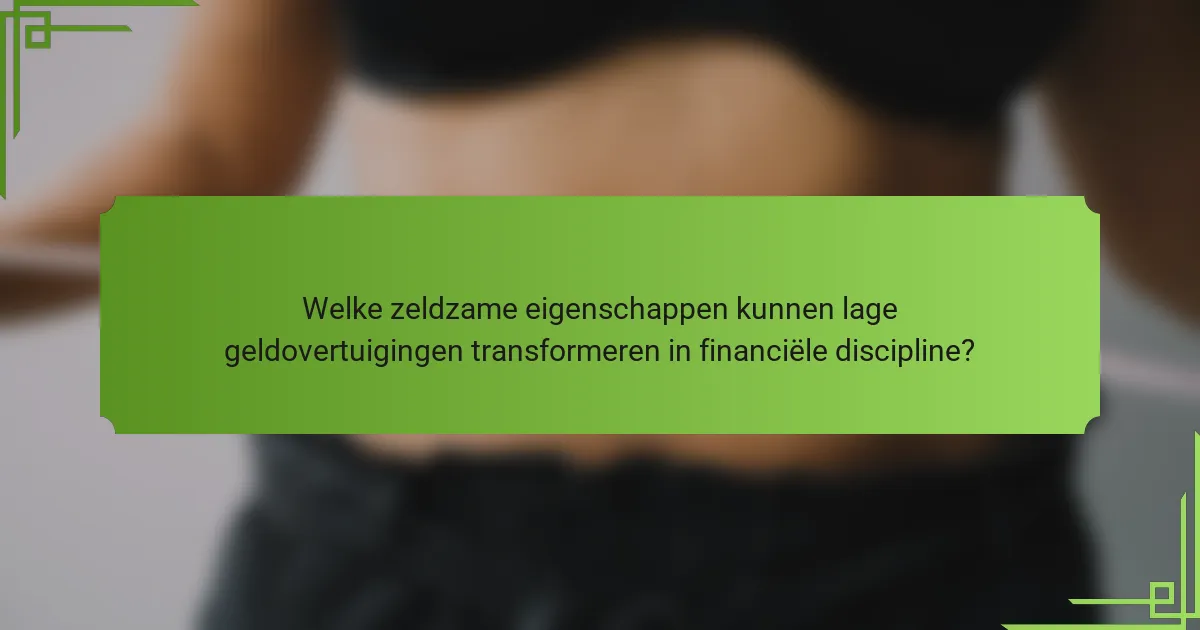 Welke zeldzame eigenschappen kunnen lage geldovertuigingen transformeren in financiële discipline?