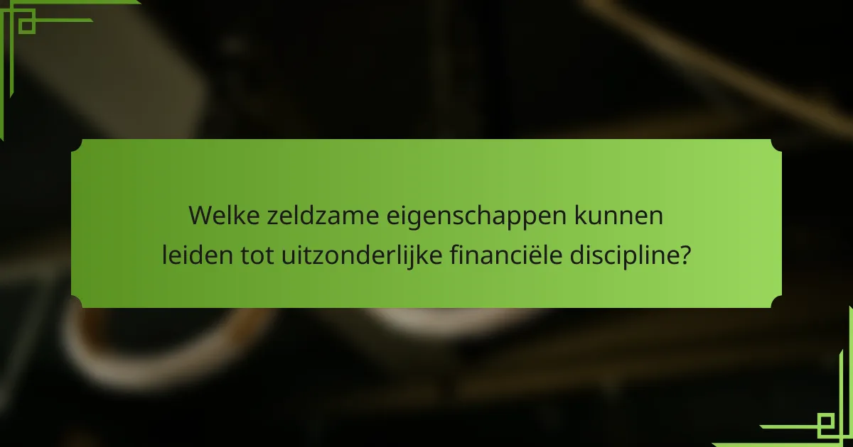 Welke zeldzame eigenschappen kunnen leiden tot uitzonderlijke financiële discipline?