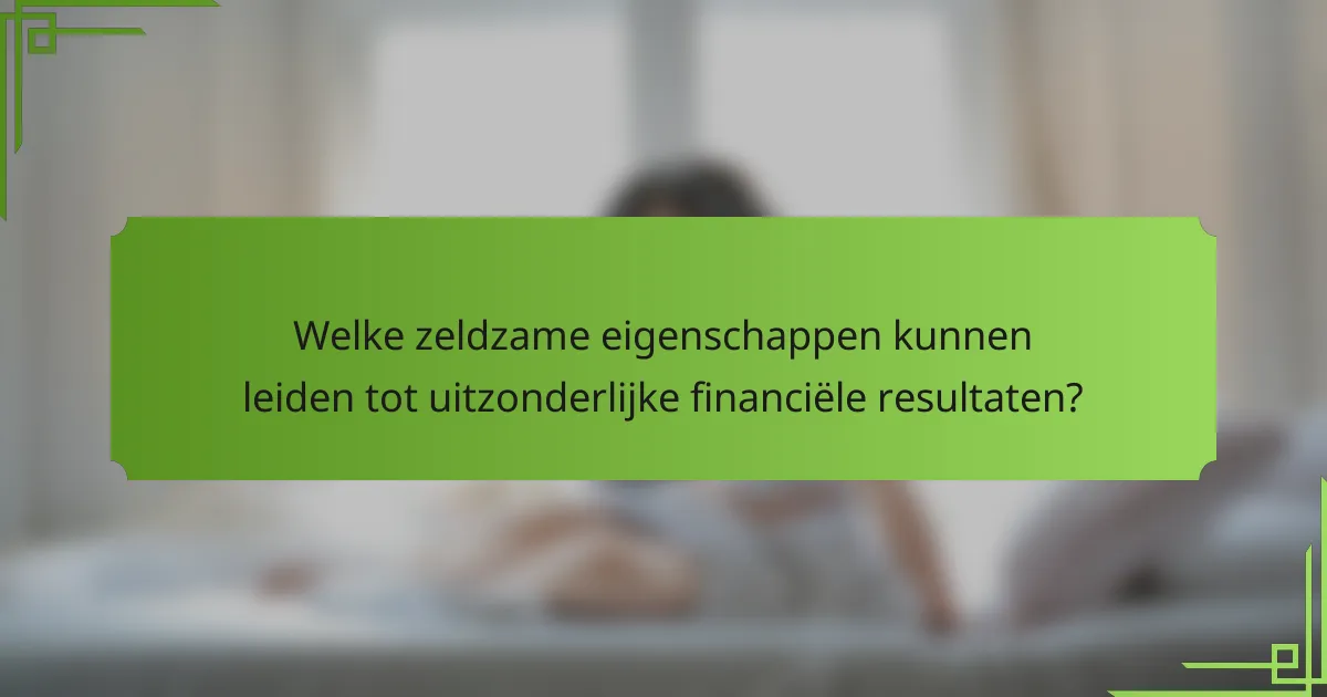 Welke zeldzame eigenschappen kunnen leiden tot uitzonderlijke financiële resultaten?