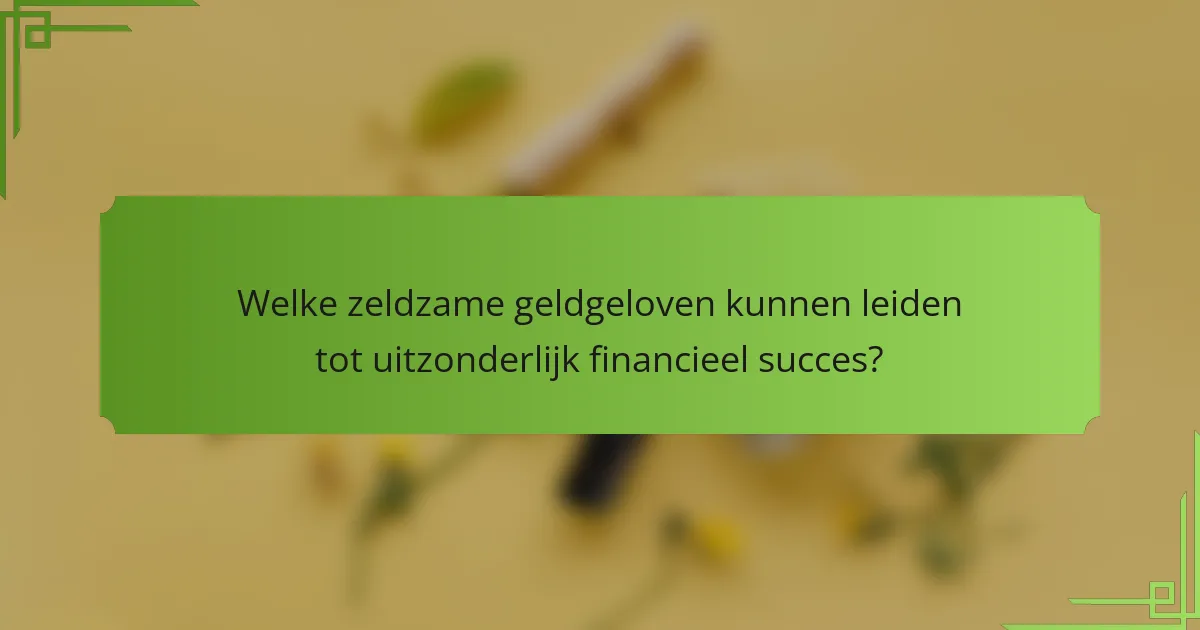 Welke zeldzame geldgeloven kunnen leiden tot uitzonderlijk financieel succes?