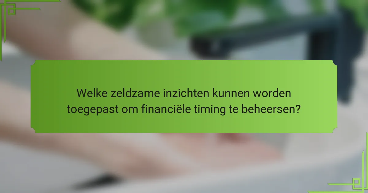 Welke zeldzame inzichten kunnen worden toegepast om financiële timing te beheersen?