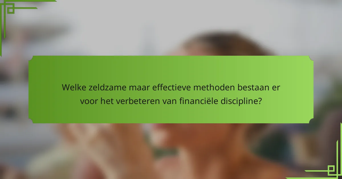 Welke zeldzame maar effectieve methoden bestaan er voor het verbeteren van financiële discipline?