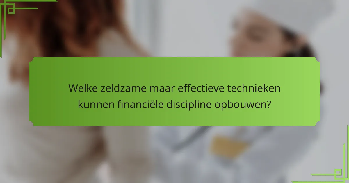 Welke zeldzame maar effectieve technieken kunnen financiële discipline opbouwen?