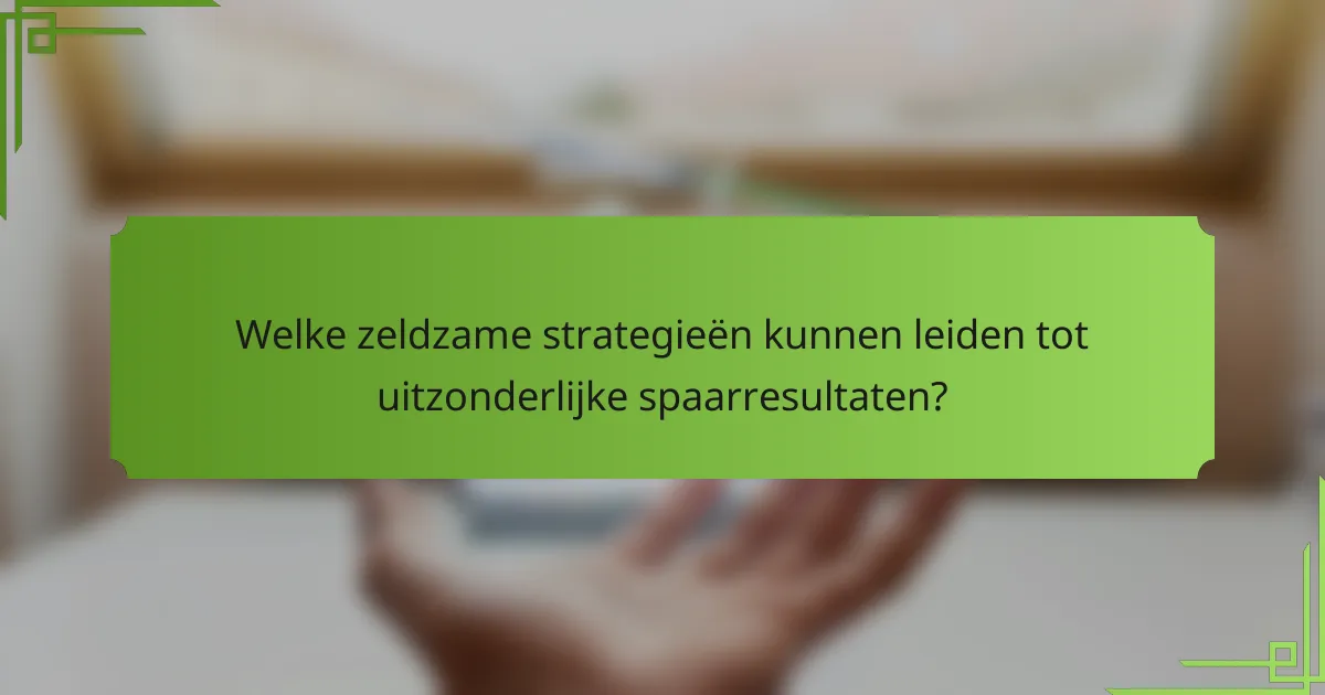 Welke zeldzame strategieën kunnen leiden tot uitzonderlijke spaarresultaten?