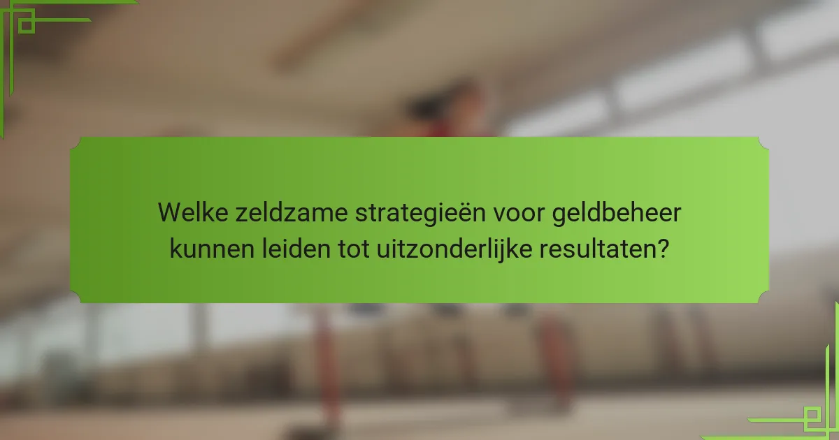 Welke zeldzame strategieën voor geldbeheer kunnen leiden tot uitzonderlijke resultaten?