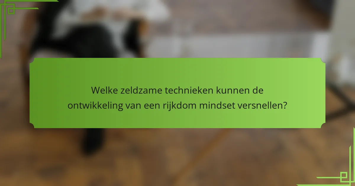 Welke zeldzame technieken kunnen de ontwikkeling van een rijkdom mindset versnellen?